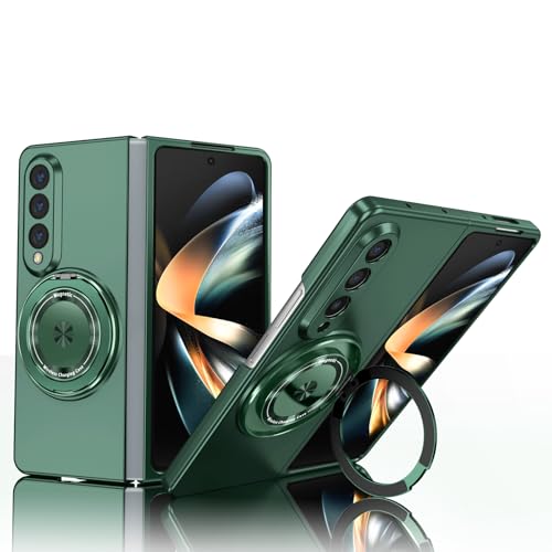 Image of Rugged Phone Case for Samsung Z Fold 4 Case with Ring Magnetic Fits Wireless Charger, 2 in 1 Soft TPU and Hard PC Cover Samsung Galaxy Z Fold 4 Case Shockproof Blue (Green)