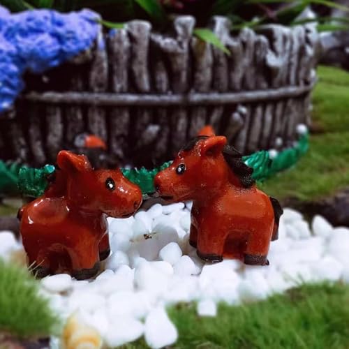 Figuras de caballos pequeños e impermeables de resina reutilizable para decoración 5