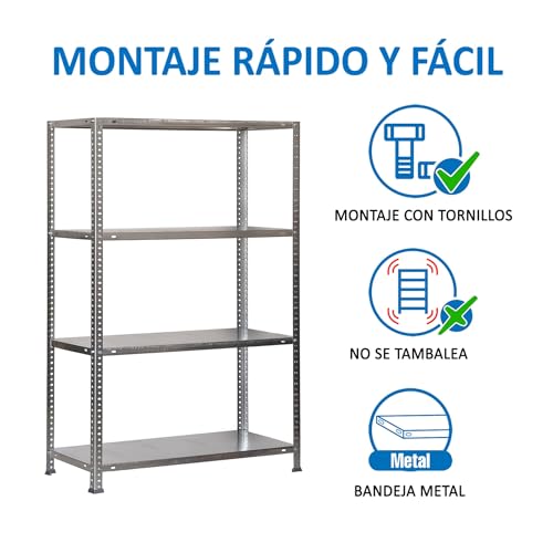 SimonRack Schwerlastregal, Lagerregal, 150x80x40 Metallregal, Kellerregal, Biegestelle 75 kg, 4 Fachböden, Galvanisiert - Advantage