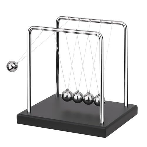 Eatbuy Newtons Cuna bolas de equilibrio, péndulo de metal, movimiento cinético, dispositivo de ciencia física, alivio del estrés, decoración de escritorio para el hogar y la oficina