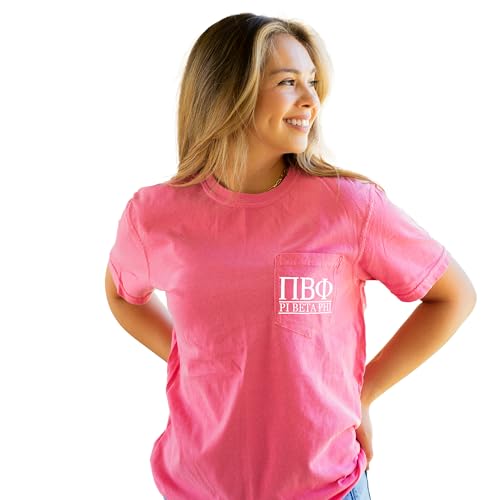 Pi Beta Phi Block Letters Shirt Sorority Comfort Colors Pocket Tee Pink