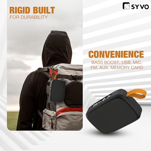 SYVO Soul 100 Bluetooth 5.0 Wireless IPX4 Super Bass, HD Sound, Aluminium Alloy Portable 3W Bluetooth Speaker with Mic (Black)