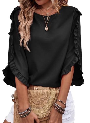 EVALESS 3/4 Length Sleeve Womens Tops Dressy Casual Blouses Cute...