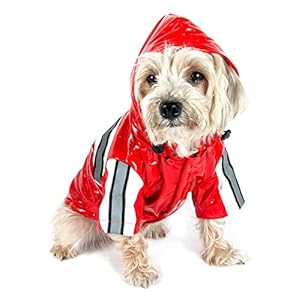 Pet life ® reflecta glow pvc dog raincoat  reflective and waterproof dog coat with reversible polar fleece  adjustable pet raincoat dog jacket on all 4 sleeves with removable hood   cucciolini doodles