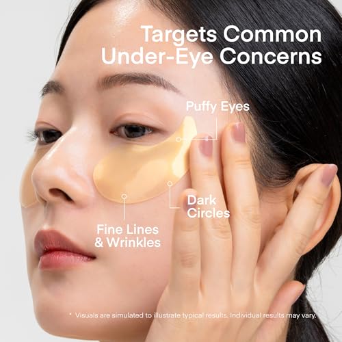 Image of TEREZ & HONOR 24K Gold Retinol Wrinkle Smoothing Eye Patches - 120 Korean Hydrogel Eye Masks with Collagen Peptide for Fine Lines, Dark Circles, Puffy Eyes & Bags - Self Care, Gifts, Fragrance-Free