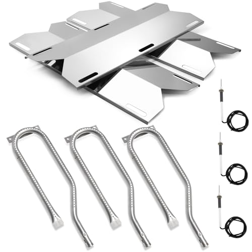 Hiorucet Grill Replacement Parts for Jenn Air 3 Burner 720-0336 720-0337 730-0337 720-0511 720-0512 Members Mark 720-0586A Nexgrill 720-0336 720-0586A Stainless Steel Heat Plate Burner and Igniter