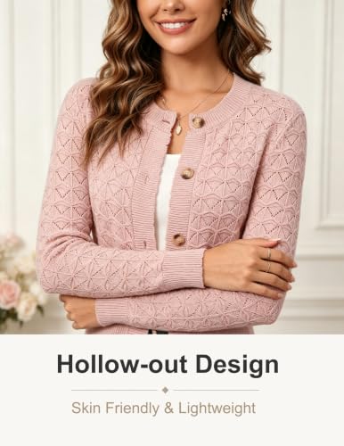 Image of Women's Long Sleeve Cropped Knitted Sweater Cardigan Button Down Open Front Knitted Shrug Sweaters