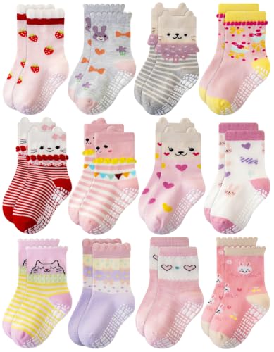 Best baby girl socks: RATING Non-Skid Anti Slip Cotton Dress Crew Socks With Grips For Baby Infant Toddler Kids Girls