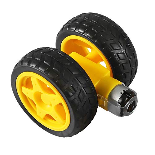 2Pcs Dc Electric Motor 3-6V Dual Shaft Geared Tt Magnetic Gearbox Engine With 2Pcs Plastic Car Tire Wheel, Mini Φ67Mm Smart Rc Car Robot Tyres Model Gear Parts #TOP5