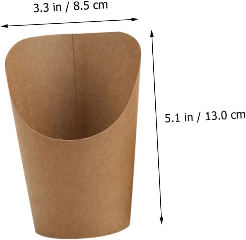 SOLUSTRE 50pcs French Fries Paper Cones Kraft Paper Snack Packaging Box Storage Holders Take-out Baking