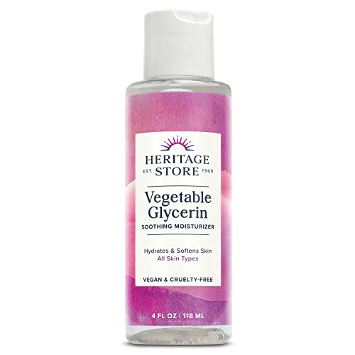 Heritage Store Vegetable Glycerin Soothing Moisturizer, Oil Free Hydration For Skin Care, Hair Care, Face & Body, Diy Beauty Products & More, Soothes & Softens, Made Without Parabens, Vegan, 4Oz #TOP10