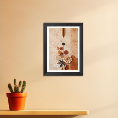 Image of TenorArts Floral Art 3D Clay Textured Digital Print Photo Frame, Modern Art Abstract Painting For Bedroom Living Room Home and Cafe Decor | Minimal Drawing Black Framed Posters for Decoration (9x12 inches) [CL-F18]