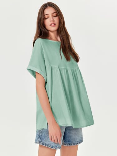 Image of Tankaneo Womens Summer Babydoll Tops Casual Loose Fit Peplum Oversized Tunic Shirts