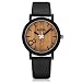 CUCOL Eco Faux Wooden Dial Watches for Men and Women Leather Band Casual Design Black Color