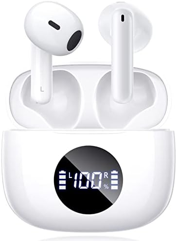 OLATOO Wireless Earbuds, Bluetooth 5.3 Headphones with Charging Case, Touch Control in-Ear Stereo Earphones with Mic for Android/iOS Cellphone, Sweatproof Cordless Earphones for Running Workout