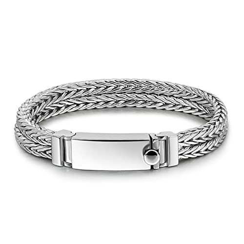 Fashion Men 925 Sterling Silver Byzantine Franco Chain Bracelet 10MM 7 