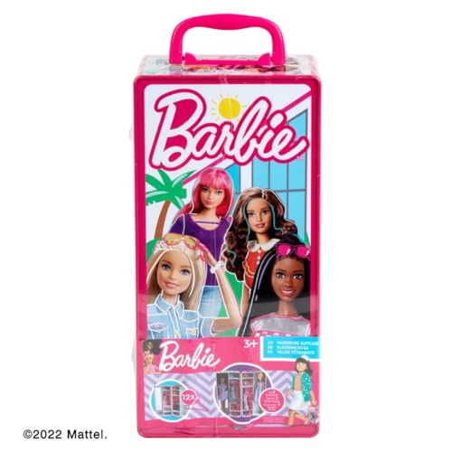 Theo Klein 5801 Barbie Schrankkoffer Kleiderstangen und Fächern, Spielzeug für Kinder ab 3 Jahren, inkl. Zubehör, Multicolor