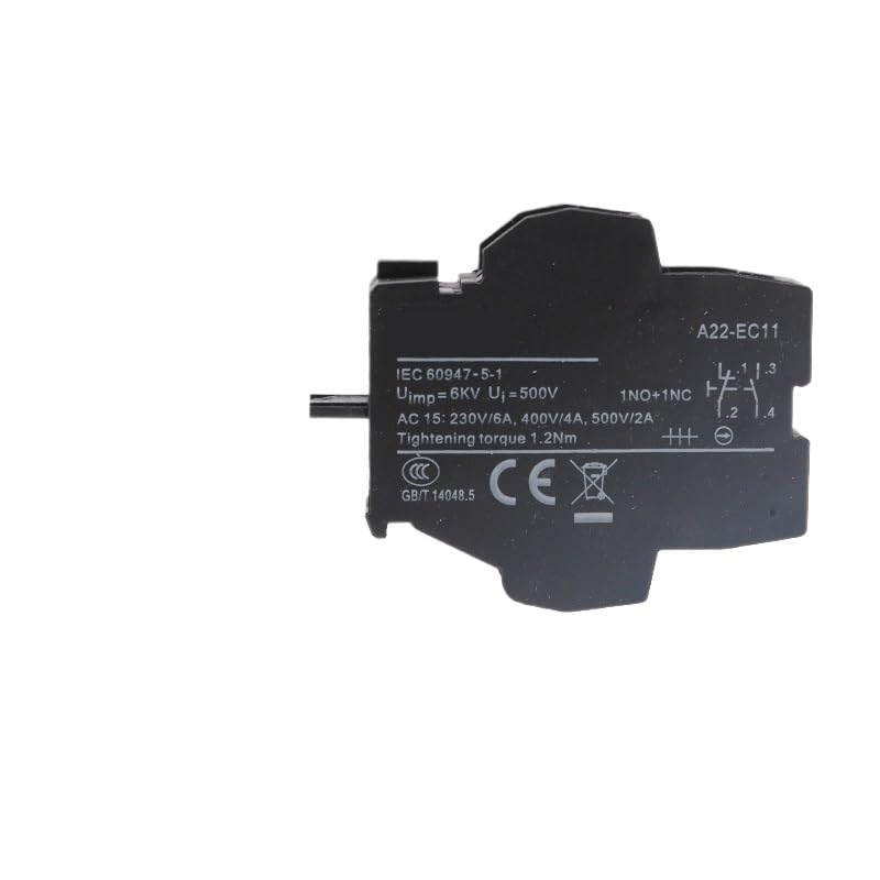 Interrupteur à Bouton-Poussoir Électrique avec Contact Auxiliaire Monobloc A22-EC11 1NO/1NF