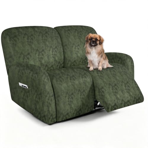 Image of ANARACHON Leather Look Loveseat Recliner Covers Stay in Place 6-Piece Recliner Sofa Slipcover 2 Seater Reclining Couch Cover Furniture Protector Spandex Fabric Washable (Recliner Loveseat, 03Tawny)