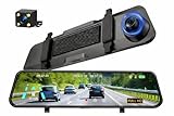 Dashcam per Specchietto Retrovisore 4.3" Full HD 1080P, Dual Lens Anteriore e Posteriore, Registrazione Loop, Telecamera Retromarcia, Supporto fino a 64GB, Facile Installazione, Visione Notturna