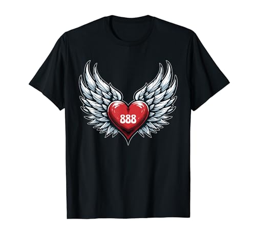 Número de ángel 888 Corazón y alas del número de ángel Camiseta