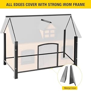 Aivituvin Dog House with Insulated Liner Antichewing Metal Frame Design Insulated Wooden Dog Kennel with Unique Design Roof Weatherproof Dog House for Outdoor Indoor  Cucciolini Doodles Aivituvin dog house with insulated liner anti chewing metal frame design insulated wooden dog kennel with unique design roof weatherproof dog house for outdoor indoor   cucciolini doodles