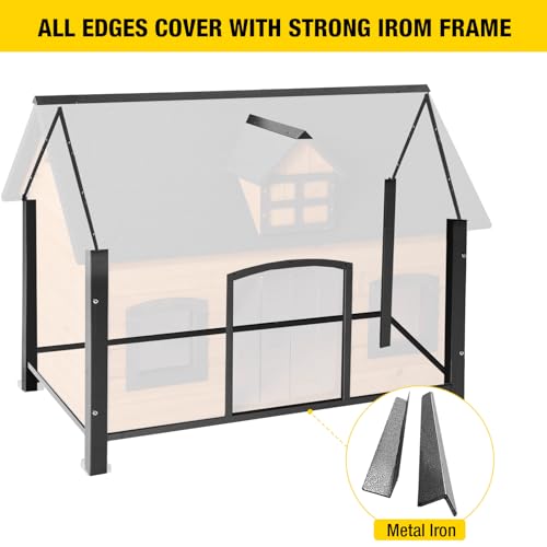 Aivituvin Dog House with Insulated Liner Antichewing Metal Frame Design Insulated Wooden Dog Kennel with Unique Design Roof Weatherproof Dog House for Outdoor Indoor  Cucciolini Doodles Aivituvin dog house with insulated liner anti chewing metal frame design insulated wooden dog kennel with unique design roof weatherproof dog house for outdoor indoor   cucciolini doodles