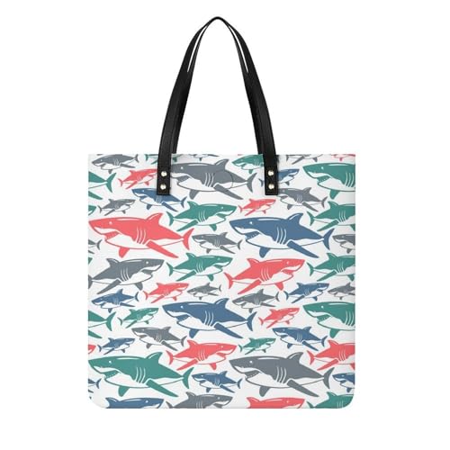 Grand sac à main requin coloré imprimé original tote bag shopper 39x39cm