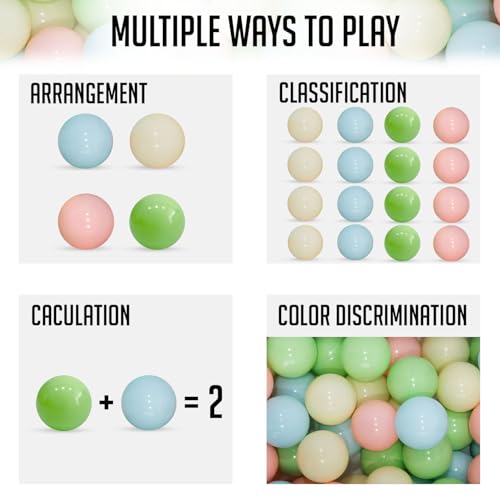 Image of Amazon Brand - Jam & Honey | 150 Multicolour Plastic Balls for Kids (6cm)| Fun Balls | Exercise & Fitness Non-Toxic, Soft and Safe | for Kids 12 Months + | Multicolor