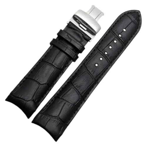 Bracelet montre cuir 22mm boucle noire élégante interchangeable