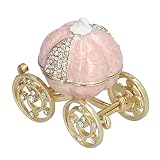 Caja de baratijas de carruaje de calabaza de cristal de diamantes de imitación, figura coleccionable decorada, regalo único para almacenar el anillo, joyero, aleación de zinc, manualidades, regalo, de