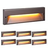LEONLITE 10.6 Inch 5CCT LED Low Voltage Step Lights, 12–24V AC/DC 6W Surface Mount Ultra-Slim Landscape Stair Lights, IP65 Aluminum Outdoor Lighting for Decks, Hardscapes, Oil Rubbed Bronze, Pack of 6