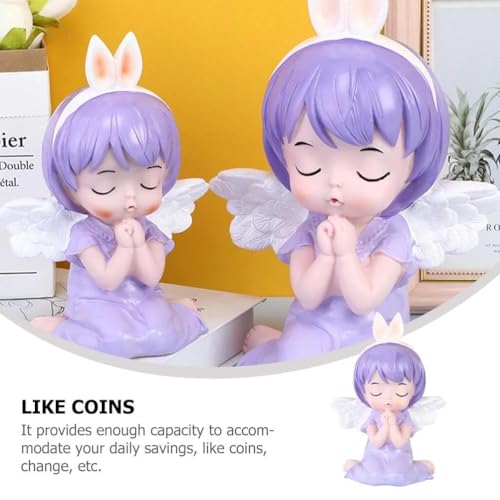Image of Money Saving Bank with Coin Slot / /Creative Cartoon Design Money Bank / /Plastic Piggy Bank for Boys & Girls (Pack of 1) (Purple - Angle)