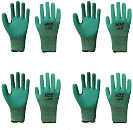 4 Pairs of Gardening Gloves Green Non Slip with Latex for Gardening Clamming Sorting Suitable for size7 to size11
