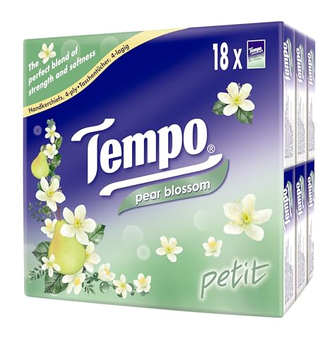 TEMPO(テンポ) ティッシュ 高級なティッシュペッパー 4枚重ねのティッシュ 吸水性が高い しっかりした生地 柔らかい 18個セッ (梨の花 pear blossom)