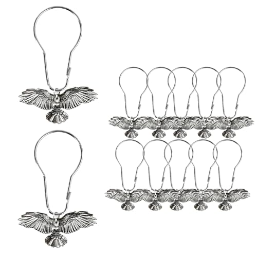 12 Pieces Shower Curtain Hooks Rings Eagle Shower Curtain Hooks Rustproof Metal Shower Curtain Hangers Animal Pendant Accessories Set Rustproof Stainless Steel Eagle Shower Curtain Hooks