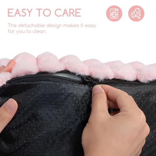 Hollypet Fluffy Dog Cat Bed Pet Couch Beds Plush Soft Warming Washable Puppy Bed for Small Medium Dogs and Large Cats, Light Pink, 24" L x 18" W x 10" Th by Hollypet - Image 8