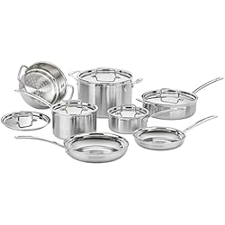 Cuisinart 12-Piece MultiClad Pro Triple Ply Stainless Stainless Steel Pots and Pans Set, Cookware Set Compatible with Induction, Electric, Gas Cooktops, Cool Grip Handles, Oven Safe to 500°F, Silver