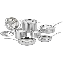 Cuisinart 12-Piece MultiClad Pro Triple Ply Stainless Stainless Steel Pots and Pans Set, Cookware Set Compatible with Induction, Electric, Gas Cooktops, Cool Grip Handles, Oven Safe to 500F, Silver
