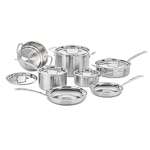 Cuisinart MCP-12N Multiclad Pro Stainless Steel 12-Piece Cookware Set, Silver: Frying Pans: Amazon.com.au [Warehouse]