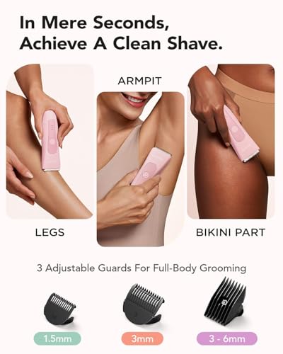 Image of LADYSPOT Hair Finishing Trimmers, with 3 Guard and Replaceable Ceramic Blade Heads, LADYSPOT Hair Shaver Kit Sets (Women-Pink-Version)
