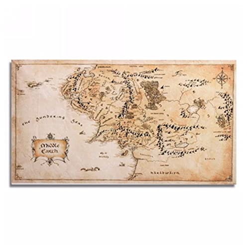 Silk Cloth Middle Earth World Map110X60Cm Poster Decoration Mayitr Home Office Wall Sticker Decor 1Pc