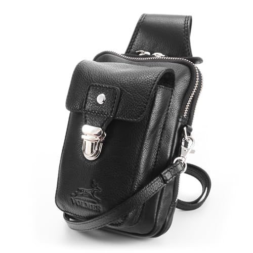 Bolsa de piel Fa.Volmer UrbanWalker negra: guarda tus llaves, móvil y premios para mascotas