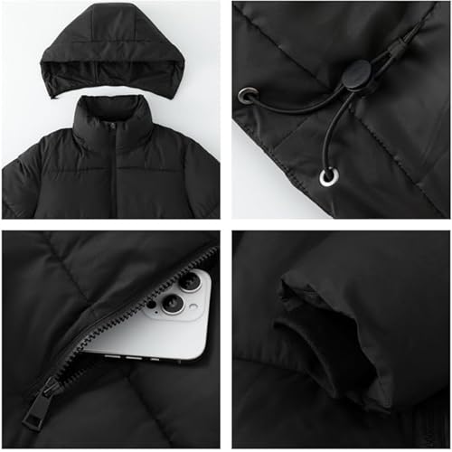 PUFFIT Damen Winter Jacke mit Kapuze Warmer Wasserdicht Winterjacke Steppmantel Female Jacken