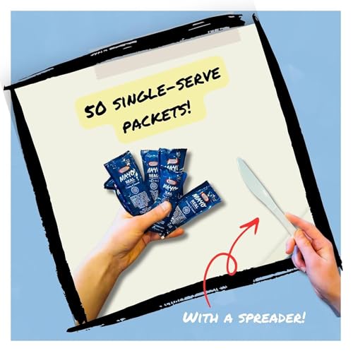 Bag-n-Dash 50 Kraft Real Mayo Condiment Packs - Single Serve Packets of Mayo w/Plastic Food Bag & Slide Seal for easy storage – Perfect for Boxed Lunches, BBQ, Picnics, and Parties (50 Packets)