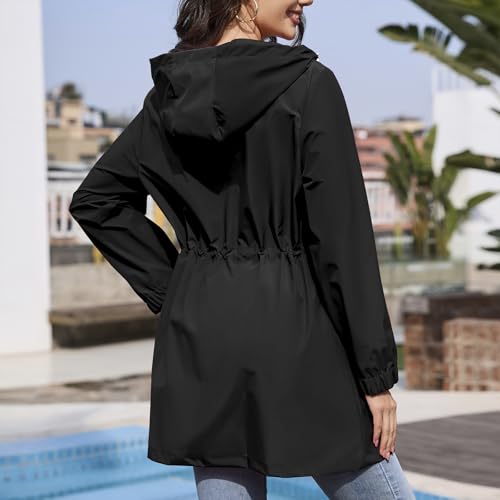 American Trends Rain Jacket Women Waterproof Packable Raincoats for Women Long Rain Coats Windbreaker3
