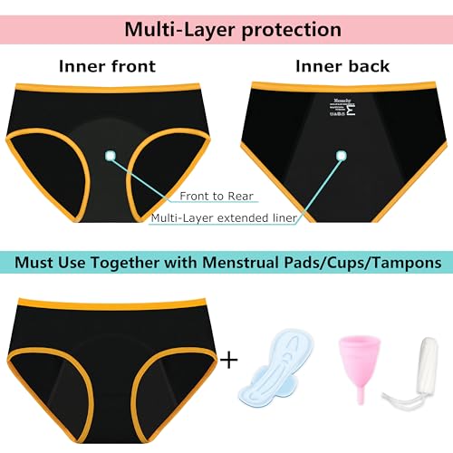 Mesachy Girls Period Underwear Period Panties for Teens Menstrual Leakproof Protective Cotton Briefs