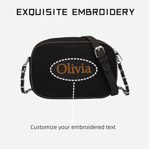 Personalized Crossbody Bag for Women Small Purse with Custom Embroidery Name Knit Shoulder Bag with Adjustable Chain Strap2