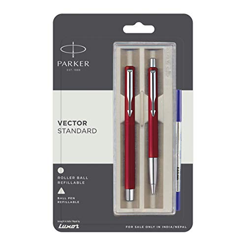 Image of Parker Vector Gift Set & Frontier Chrome Trim Fountain Pen & Parker Vector Standard Roller Ball Pen