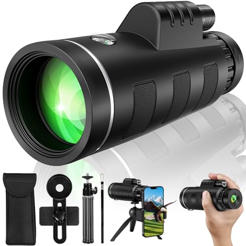 40x60 Monocular Telescope with Smartphone Adapter and Telescope Case High Powered Monocular, Compact Monocular for Wildlife, Hunting, Camping, Travel &Outdoor Adventures